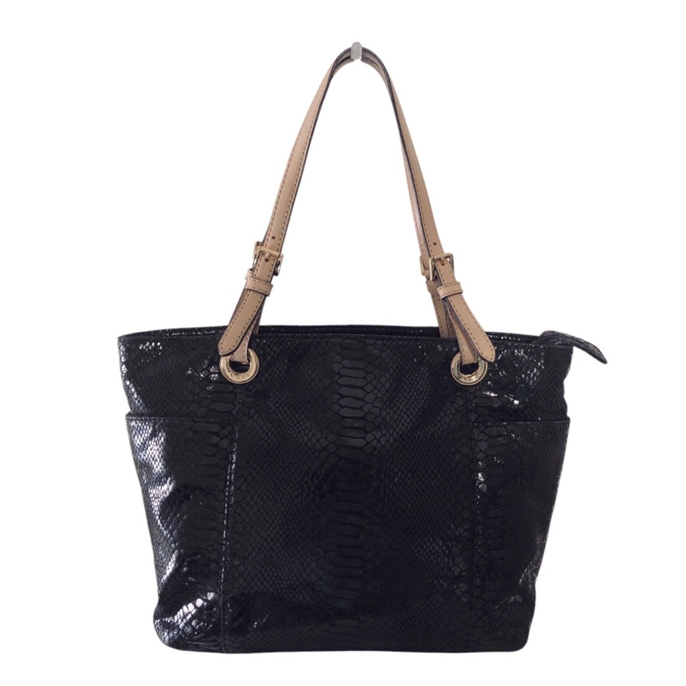 Michael Kors Jet Set black embossed leather tote